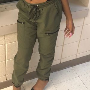 Cute Green Joggers With Zippers